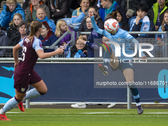 Yui Hasegawa #25 of Manchester City W.F.C. controls the ball during the Barclays FA Women's Super League match between Manchester City and A...