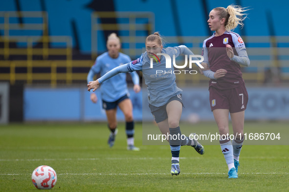 Jess Park #16 of Manchester City W.F.C. is in action during the Barclays FA Women's Super League match between Manchester City and Aston Vil...