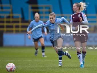 Jess Park #16 of Manchester City W.F.C. is in action during the Barclays FA Women's Super League match between Manchester City and Aston Vil...