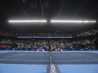 Jiri Lehecka of the Czech Republic and Stefanos Tsitsipas of Greece resting at the quarter final game, a tennis match of the singles competi...