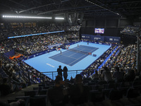 Panoramic view of the court and the audience during the game of Jiri Lehecka of the Czech Republic against Stefanos Tsitsipas of Greece at t...