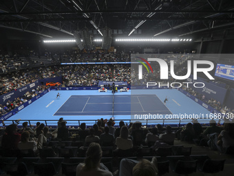 Panoramic view of the court and the audience during the game of Jiri Lehecka of the Czech Republic against Stefanos Tsitsipas of Greece at t...