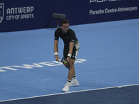 Jiri Lehecka of the Czech Republic in action during the quarter final victory game against Stefanos Tsitsipas of Greece, a tennis match of t...