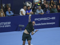 Jiri Lehecka of the Czech Republic in action during the quarter final victory game against Stefanos Tsitsipas of Greece, a tennis match of t...