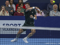 Jiri Lehecka of the Czech Republic in action during the quarter final victory game against Stefanos Tsitsipas of Greece, a tennis match of t...