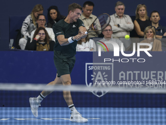 Jiri Lehecka of the Czech Republic in action during the quarter final victory game against Stefanos Tsitsipas of Greece, a tennis match of t...