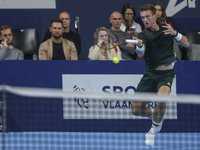 Jiri Lehecka of the Czech Republic in action during the quarter final victory game against Stefanos Tsitsipas of Greece, a tennis match of t...