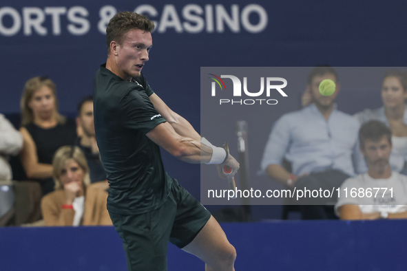 Jiri Lehecka of the Czech Republic in action during the quarter final victory game against Stefanos Tsitsipas of Greece, a tennis match of t...