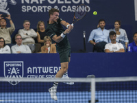 Jiri Lehecka of the Czech Republic in action during the quarter final victory game against Stefanos Tsitsipas of Greece, a tennis match of t...