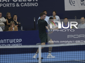 Jiri Lehecka of the Czech Republic in action during the quarter final victory game against Stefanos Tsitsipas of Greece, a tennis match of t...