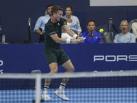 Jiri Lehecka of the Czech Republic in action during the quarter final victory game against Stefanos Tsitsipas of Greece, a tennis match of t...