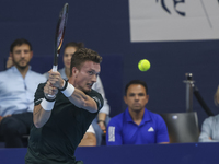 Jiri Lehecka of the Czech Republic in action during the quarter final victory game against Stefanos Tsitsipas of Greece, a tennis match of t...