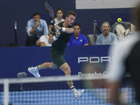 Jiri Lehecka of the Czech Republic in action during the quarter final victory game against Stefanos Tsitsipas of Greece, a tennis match of t...