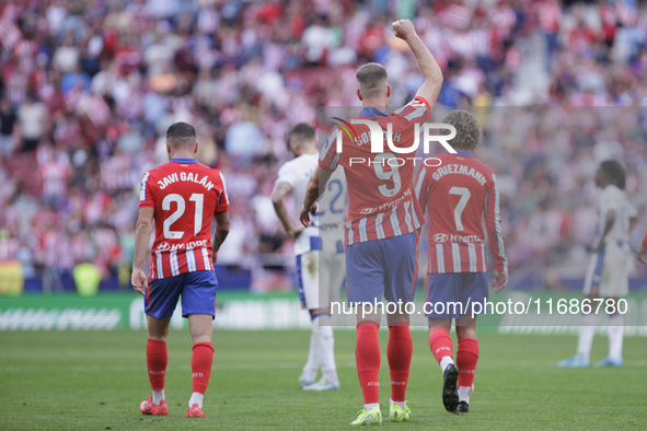 Alexander Sorloth of Atletico de Madrid celebrates a goal during the La Liga 2024/25 match between Atletico de Madrid and Leganes at Riyadh...