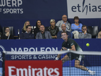 Jiri Lehecka of the Czech Republic in action during the quarter final victory game against Stefanos Tsitsipas of Greece, a tennis match of t...