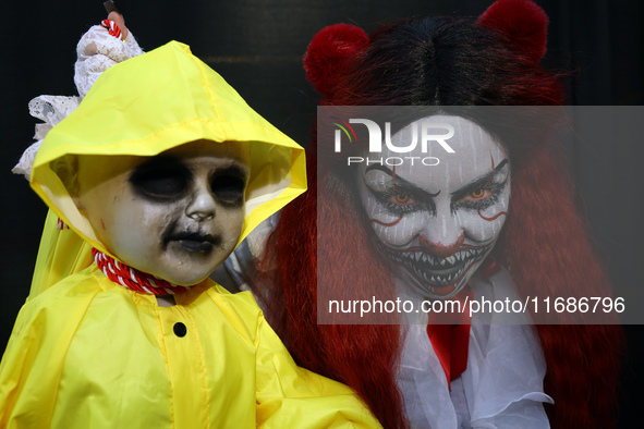 Cosplayer Barbicula Noissi from Italy dresses as Pennywise for New York Comic Con at the Javits Center in New York City, on October 19, 2024...