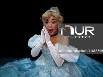 Cosplayer Amanda from New Jersey dresses as Cinderella for New York Comic Con at the Javits Center in New York City, on October 19, 2024. (