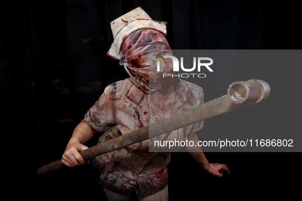 A cosplayer poses for a photo during New York Comic Con at the Javits Center in New York City, on October 19, 2024. 