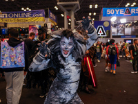 A cosplayer poses for a photo in the photo cruise showroom at New York Comic Con 2024 at the Jacob Javits Center in New York City, United St...