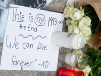 A hundred fans of former One Direction member Liam Payne gather to hold a memorial tribute at Dom Square following the death of the singer i...