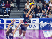 Avery Skinner of Chieri '76 is in action during the Italian women's Serie A1 Tigota Volleyball match between Reale Mutua Fenera Chieri '76 a...