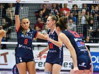 Chieri '76 celebrates the point during the Italian women's Serie A1 Tigota Volleyball match between Reale Mutua Fenera Chieri '76 and Il Bis...