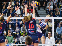 Anna Davyskiba of Il Bisonte Firenze is in action during the Italian women's Serie A1 Tigota Volleyball match between Reale Mutua Fenera Chi...