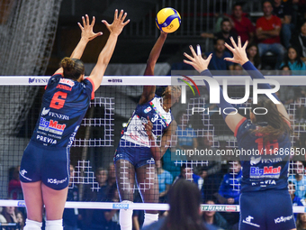 Majak J.A. Malual of Il Bisonte Firenze is in action during the Italian women's Serie A1 Tigota Volleyball match between Reale Mutua Fenera...