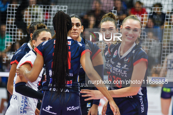 Chieri '76 celebrates the point during the Italian women's Serie A1 Tigota Volleyball match between Reale Mutua Fenera Chieri '76 and Il Bis...