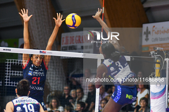 Majak J.A. Malual of Il Bisonte Firenze is in action during the Italian women's Serie A1 Tigota Volleyball match between Reale Mutua Fenera...