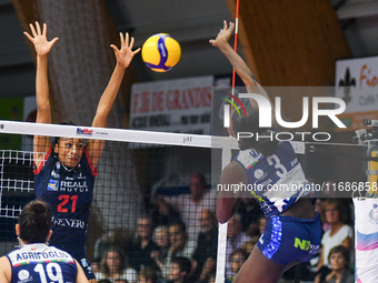 Majak J.A. Malual of Il Bisonte Firenze is in action during the Italian women's Serie A1 Tigota Volleyball match between Reale Mutua Fenera...