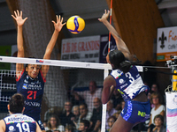 Majak J.A. Malual of Il Bisonte Firenze is in action during the Italian women's Serie A1 Tigota Volleyball match between Reale Mutua Fenera...