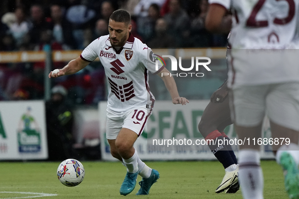 Nikola Vlasic of Torino FC participates in the Serie A TIM match between Cagliari Calcio and Torino FC in Italy on October 20, 2024 