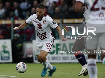 Nikola Vlasic of Torino FC participates in the Serie A TIM match between Cagliari Calcio and Torino FC in Italy on October 20, 2024 (