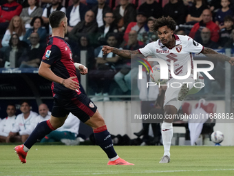 Saul Coco of Torino FC participates in the Serie A TIM match between Cagliari Calcio and Torino FC in Italy on October 20, 2024 (