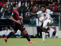 Saul Coco of Torino FC participates in the Serie A TIM match between Cagliari Calcio and Torino FC in Italy on October 20, 2024 (