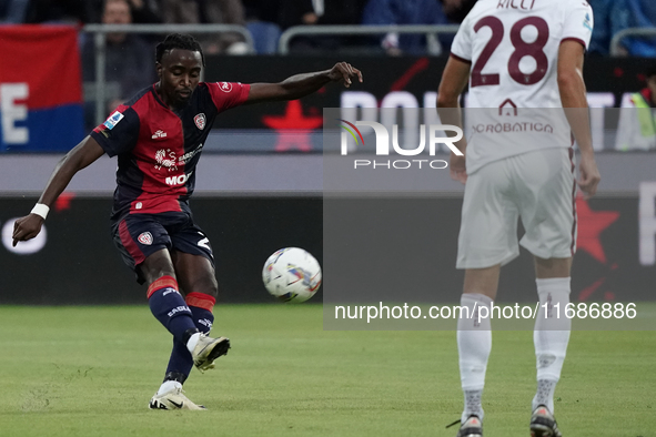 Antoine Makoumbou (#29 Cagliari Calcio) participates in the Serie A TIM match between Cagliari Calcio and Torino FC in Italy on October 20,...