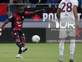 Antoine Makoumbou (#29 Cagliari Calcio) participates in the Serie A TIM match between Cagliari Calcio and Torino FC in Italy on October 20,...