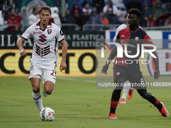 Michel Adopo (#8 Cagliari Calcio) participates in the Serie A TIM match between Cagliari Calcio and Torino FC in Italy on October 20, 2024....