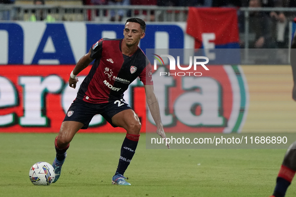 Gabriele Zappa (#28 Cagliari Calcio) participates in the Serie A TIM match between Cagliari Calcio and Torino FC in Italy on October 20, 202...