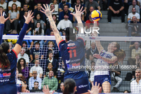 Martha Anthouli of Chieri '76 is in action during the Italian women's Serie A1 Tigota Volleyball match between Reale Mutua Fenera Chieri '76...