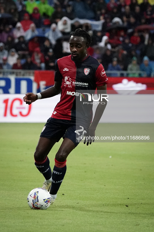 Antoine Makoumbou (#29 Cagliari Calcio) participates in the Serie A TIM match between Cagliari Calcio and Torino FC in Italy on October 20,...