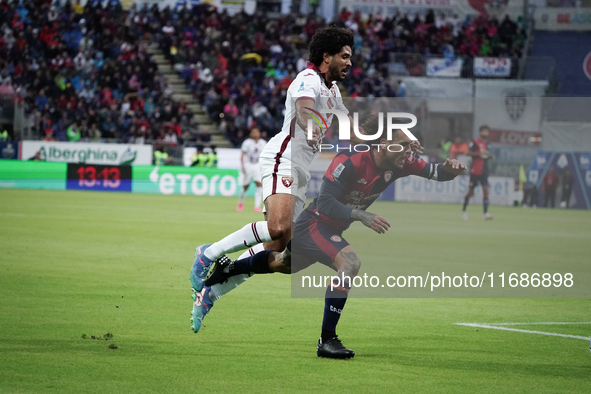 Nicolas Viola (#10 Cagliari Calcio) participates in the Serie A TIM match between Cagliari Calcio and Torino FC in Italy on October 20, 2024...