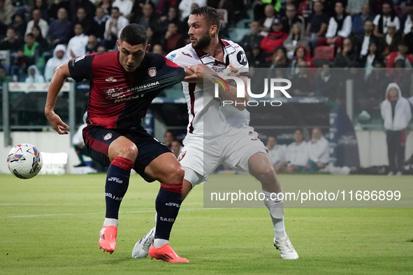 Roberto Piccoli (#91 Cagliari Calcio) participates in the Serie A TIM match between Cagliari Calcio and Torino FC in Italy on October 20, 20...