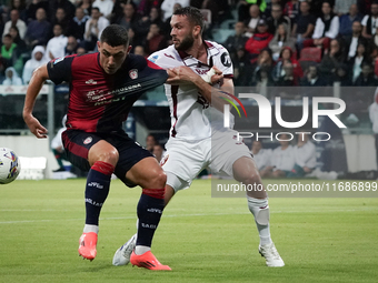 Roberto Piccoli (#91 Cagliari Calcio) participates in the Serie A TIM match between Cagliari Calcio and Torino FC in Italy on October 20, 20...