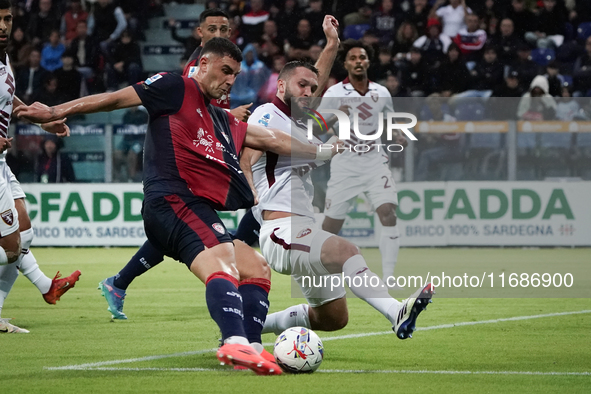 Roberto Piccoli (#91 Cagliari Calcio) participates in the Serie A TIM match between Cagliari Calcio and Torino FC in Italy on October 20, 20...