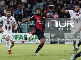 Sebastiano Luperto (#6 Cagliari Calcio) participates in the Serie A TIM match between Cagliari Calcio and Torino FC in Italy on October 20,...