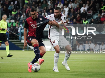 Roberto Piccoli (#91 Cagliari Calcio) participates in the Serie A TIM match between Cagliari Calcio and Torino FC in Italy on October 20, 20...