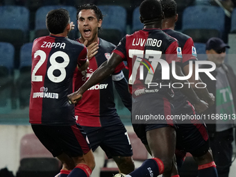 Nicolas Viola (#10 Cagliari Calcio) celebrates during the Serie A TIM match between Cagliari Calcio and Torino FC in Italy on October 20, 20...