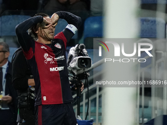 Nicolas Viola (#10 Cagliari Calcio) celebrates during the Serie A TIM match between Cagliari Calcio and Torino FC in Italy on October 20, 20...